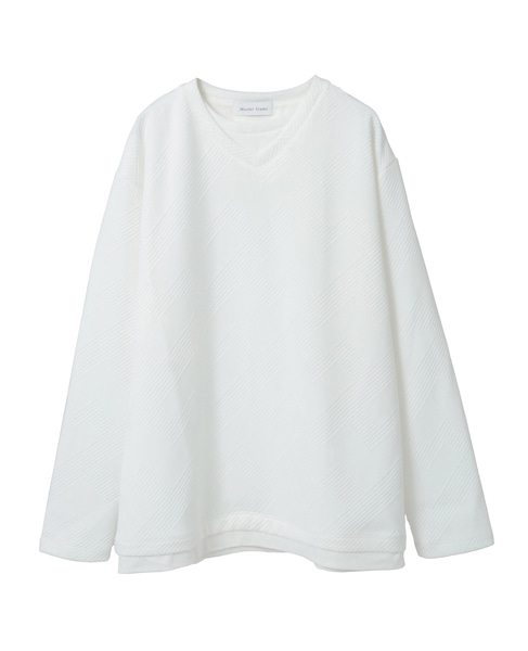 【MASTER FRAME/マスターフレーム】ブリスタージャガード長袖フェイクレイヤードTシャツ 詳細画像 ホワイト 18