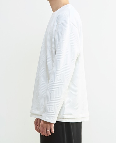 【MASTER FRAME/マスターフレーム】ブリスタージャガード長袖フェイクレイヤードTシャツ 詳細画像 ホワイト 3