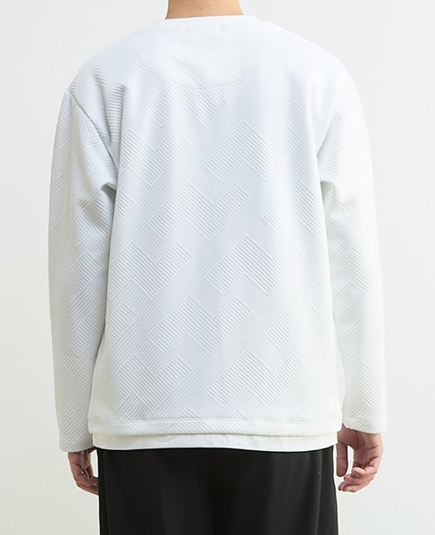 【MASTER FRAME/マスターフレーム】ブリスタージャガード長袖フェイクレイヤードTシャツ 詳細画像 ホワイト 4