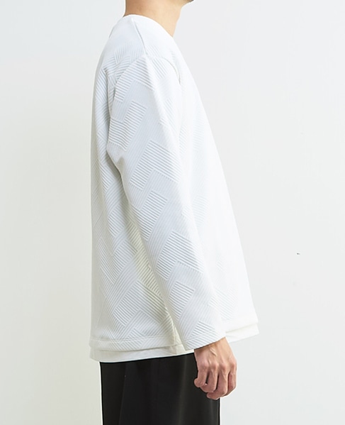 【MASTER FRAME/マスターフレーム】ブリスタージャガード長袖フェイクレイヤードTシャツ 詳細画像 ホワイト 5