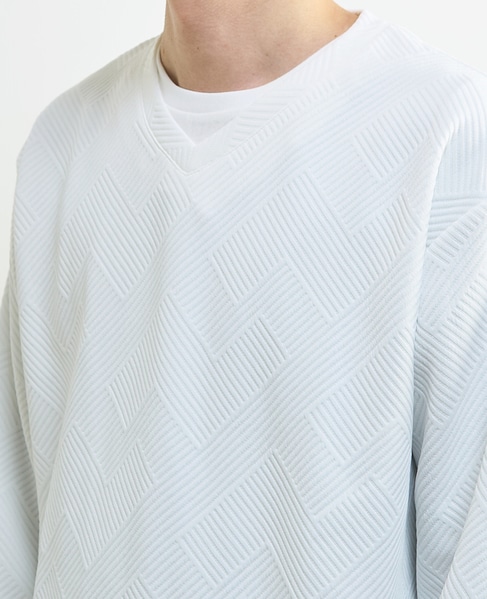 【MASTER FRAME/マスターフレーム】ブリスタージャガード長袖フェイクレイヤードTシャツ 詳細画像 ホワイト 6