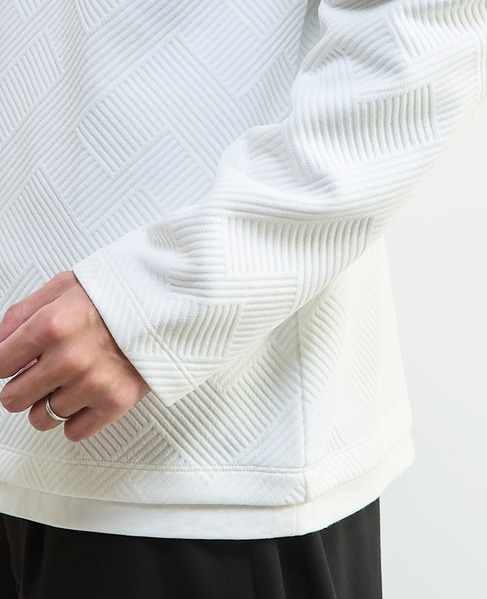 【MASTER FRAME/マスターフレーム】ブリスタージャガード長袖フェイクレイヤードTシャツ 詳細画像 ホワイト 7