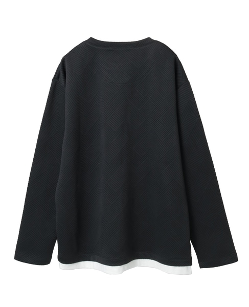 【MASTER FRAME/マスターフレーム】ブリスタージャガード長袖フェイクレイヤードTシャツ 詳細画像 ブラック 3