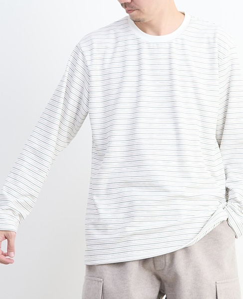【MASTER FRAME/マスターフレーム】微起毛ボーダークルーネック ロングスリーブTシャツ 詳細画像 ホワイト 10