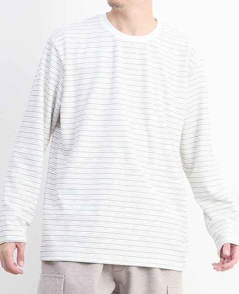 【MASTER FRAME/マスターフレーム】微起毛ボーダークルーネック ロングスリーブTシャツ 詳細画像 ホワイト 11