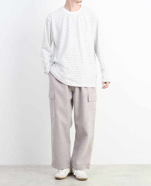 【MASTER FRAME/マスターフレーム】微起毛ボーダークルーネック ロングスリーブTシャツ 詳細画像 ホワイト 12