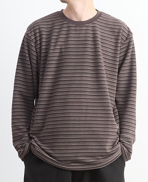 【MASTER FRAME/マスターフレーム】微起毛ボーダークルーネック ロングスリーブTシャツ 詳細画像 ホワイト 14