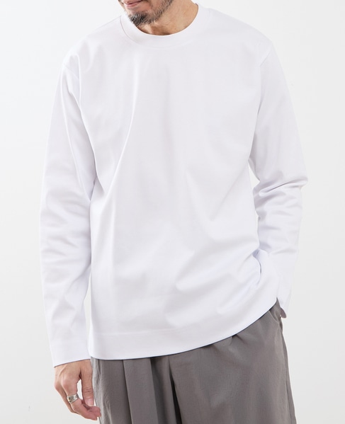 COOL TOUCH COTTON / シルケットスムーススタンダード長袖Tシャツ 詳細画像 ホワイト 13