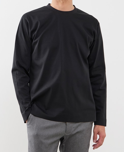 COOL TOUCH COTTON / シルケットスムーススタンダード長袖Tシャツ 詳細画像 ブラック 1