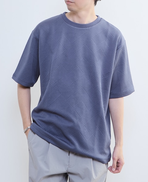 【MASTER FRAME/マスターフレーム】ブリスタージャガードクルーネックTシャツ 詳細画像 ブルーグレー 1