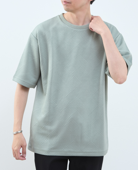 【MASTER FRAME/マスターフレーム】ブリスタージャガードクルーネックTシャツ 詳細画像 ブルーグレー 2
