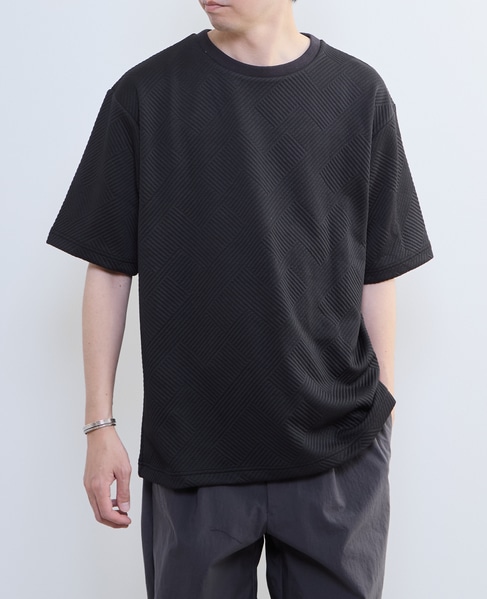 【MASTER FRAME/マスターフレーム】ブリスタージャガードクルーネックTシャツ 詳細画像 ブラック 1