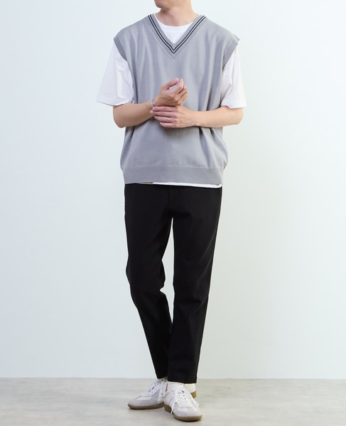 【MASTER FRAME/マスターフレーム】チルデンニットベスト×Tシャツ 詳細画像 ベージュ 15