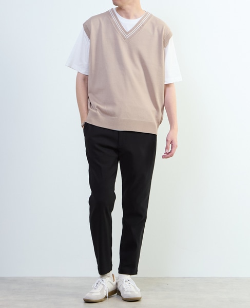 【MASTER FRAME/マスターフレーム】チルデンニットベスト×Tシャツ 詳細画像 ベージュ 18