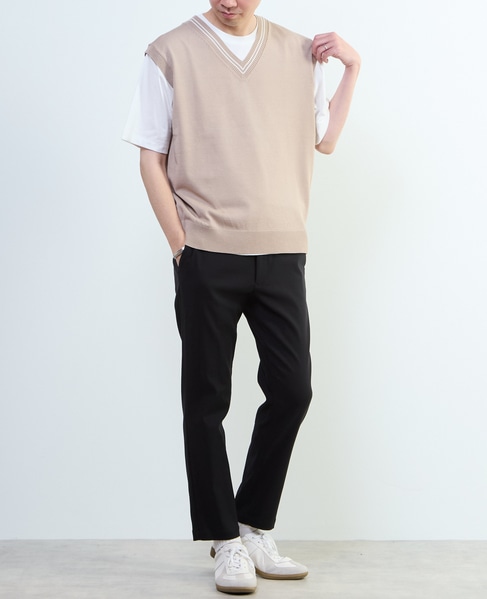 【MASTER FRAME/マスターフレーム】チルデンニットベスト×Tシャツ 詳細画像 ベージュ 19