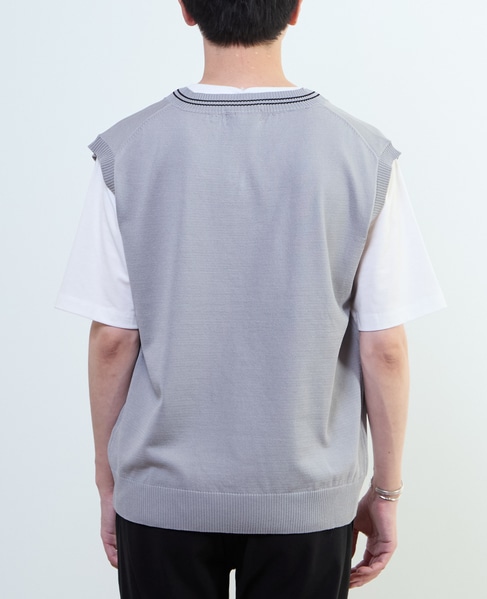 【MASTER FRAME/マスターフレーム】チルデンニットベスト×Tシャツ 詳細画像 ベージュ 4