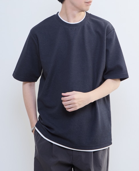 【MASTER FRAME/マスターフレーム】Wフェイスカノコ フェイクレイヤードTシャツ 詳細画像 ネイビー 1