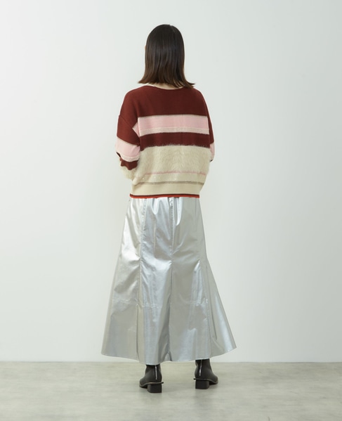 エナメルフェイクレザーパネルスカート 詳細画像 シルバー 10