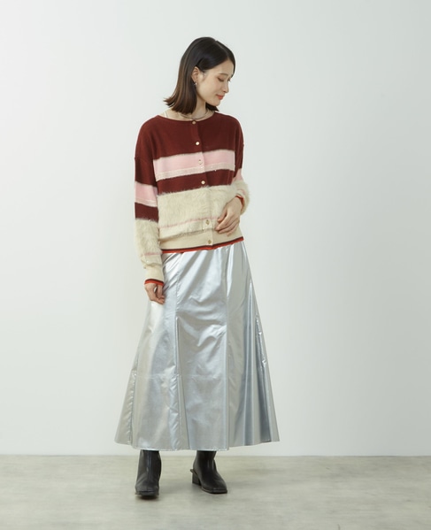 エナメルフェイクレザーパネルスカート 詳細画像 シルバー 11