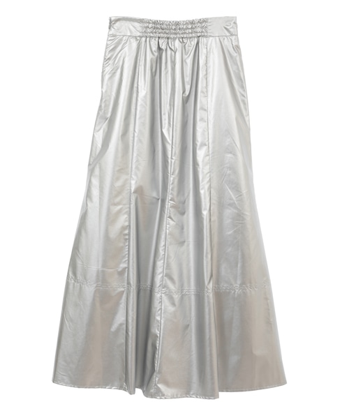 エナメルフェイクレザーパネルスカート 詳細画像 シルバー 13