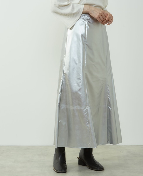エナメルフェイクレザーパネルスカート 詳細画像 シルバー 4