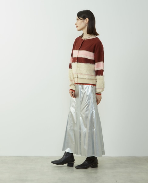 エナメルフェイクレザーパネルスカート 詳細画像 シルバー 9