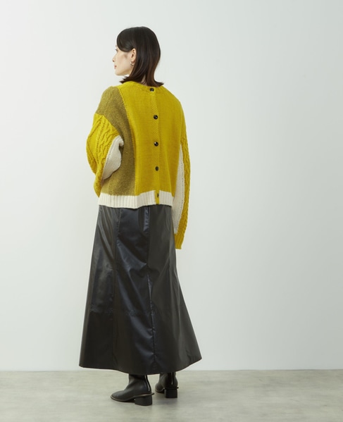 エナメルフェイクレザーパネルスカート 詳細画像 ブラック 10