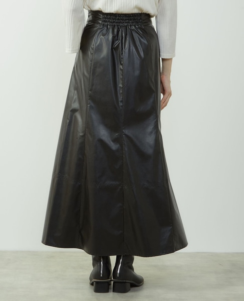 エナメルフェイクレザーパネルスカート 詳細画像 ブラック 6