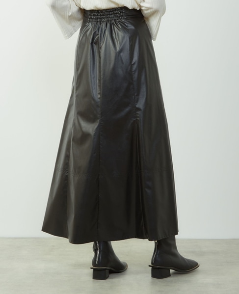 エナメルフェイクレザーパネルスカート 詳細画像 ブラック 7