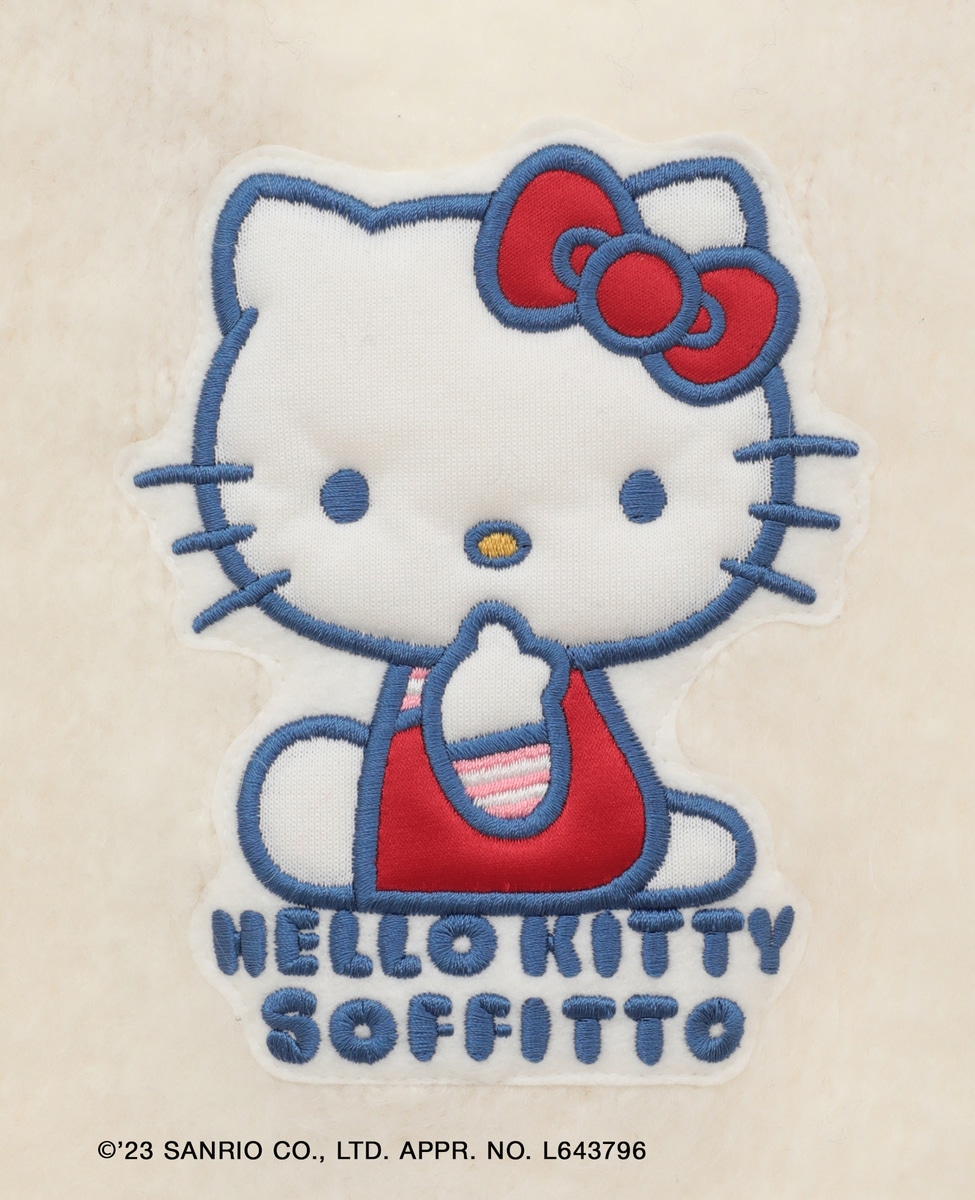 【メルローズ50周年限定】Soffitto×Hello Kittyコラボふわふわカレッジ風ニットカーディガン 詳細画像 ホワイト 4