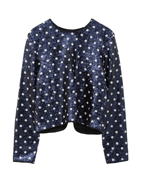 【BAUM UND PFERDGARTEN/バウムウンドヘルガーテン】JIZA スパンコール ブラウス 詳細画像 ネイビー 1