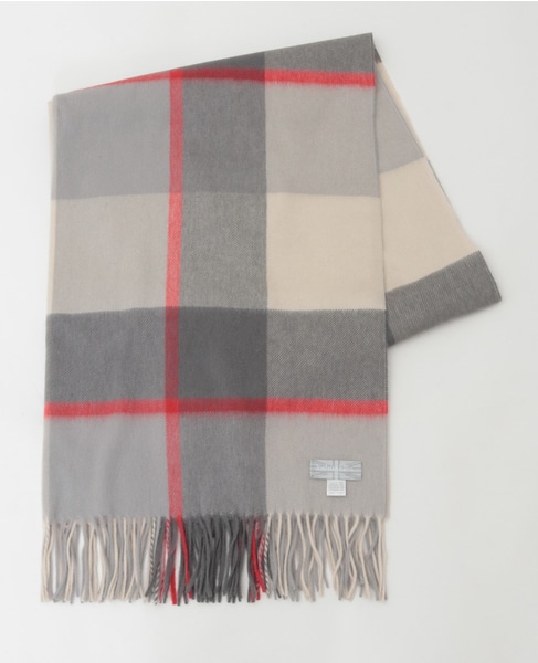 【Joshua Ellis/ジョシュアエリス】CHECK(CPG70*190)　カシミアチェック大判ストール 詳細画像 ホワイト 1