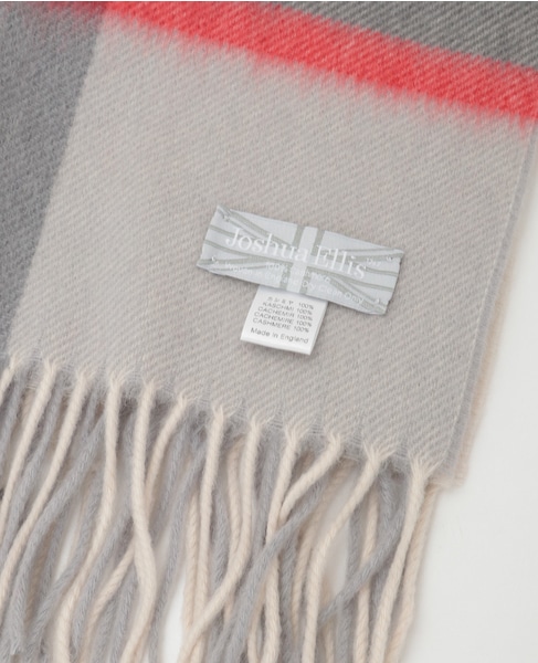 【Joshua Ellis/ジョシュアエリス】CHECK(CPG70*190)　カシミアチェック大判ストール 詳細画像 ホワイト 3