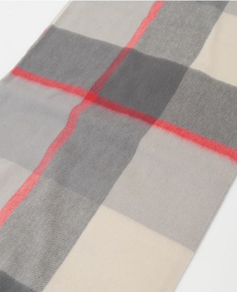 【Joshua Ellis/ジョシュアエリス】CHECK(CPG70*190)　カシミアチェック大判ストール 詳細画像 ホワイト 4