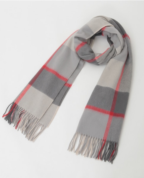 【Joshua Ellis/ジョシュアエリス】CHECK(CPG70*190)　カシミアチェック大判ストール 詳細画像 ホワイト 6