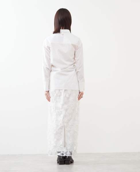 チュール刺繍Iラインスカート 詳細画像 ホワイト 10