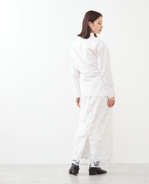 チュール刺繍Iラインスカート 詳細画像 ホワイト 9