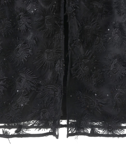 チュール刺繍Iラインスカート 詳細画像 ブラック 17