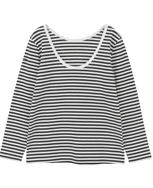 【Le Minor/ルミノア】MADEMOISELLE U カットソー 詳細画像 ホワイトｘブラック 2