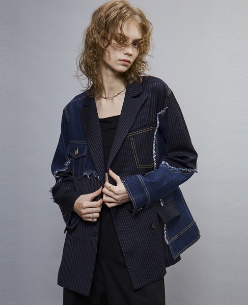 【AULA AILA別注】DENIM COMBINATION JACKET 詳細画像 ネイビー 1