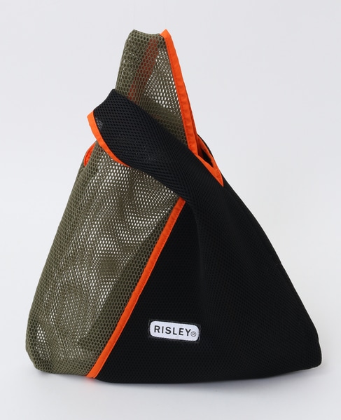 【Soffitto別注】RISLEY×OUTDOORコラボトライアングルメッシュバッグ [[R2401-TMB20]] 詳細画像 ブラック×カーキ 15