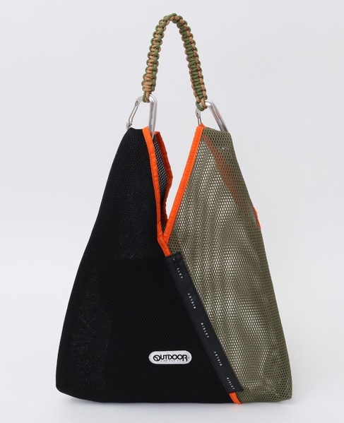 【Soffitto別注】RISLEY×OUTDOORコラボトライアングルメッシュバッグ [[R2401-TMB20]] 詳細画像 ブラック×カーキ 7