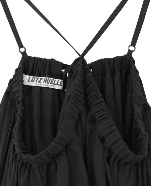 【LUTZ HUELLE/ルッツヒュエル】ストラップクロスロングワンピース 詳細画像 ブラック 4