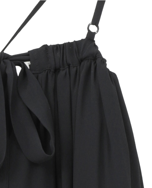 【LUTZ HUELLE/ルッツヒュエル】ストラップクロスロングワンピース 詳細画像 ブラック 6