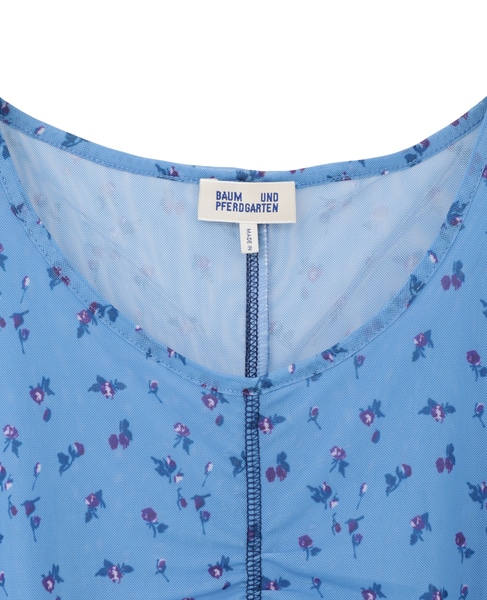 【BAUM UND PFERDGARTEN/バウムウンドヘルガーテン】フラワープリント・フロントギャザーワンピース 詳細画像 サックス 3