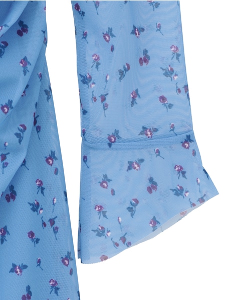 【BAUM UND PFERDGARTEN/バウムウンドヘルガーテン】フラワープリント・フロントギャザーワンピース 詳細画像 サックス 4