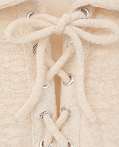 【BAUM UND PFERDGARTEN/バウムウンドヘルガーテン】レースアップ表パイルワンピース 詳細画像 アイボリー 7