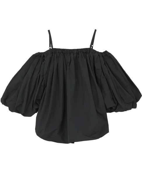 【LUTZ HUELLE/ルッツヒュエル】オフショルダー・ボリュームスリーブブラウス 詳細画像 ブラック 1