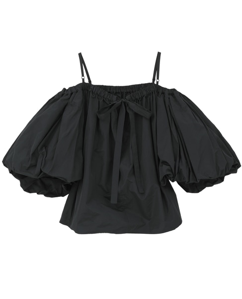 【LUTZ HUELLE/ルッツヒュエル】オフショルダー・ボリュームスリーブブラウス 詳細画像 ブラック 2