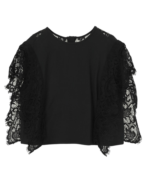 【LUTZ HUELLE/ルッツヒュエル】レースシアーブラウス 詳細画像 ブラック 1